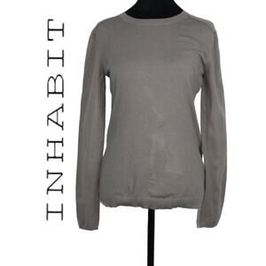 Inhabit Taupe Crewneck Long Sleeve Sweater Size Medium